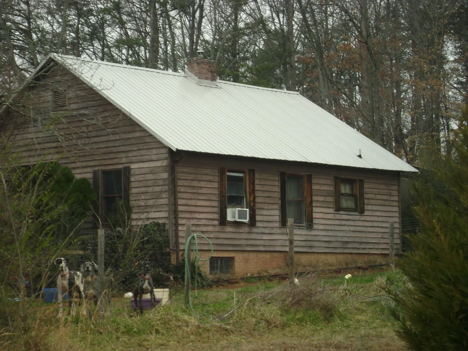 White metal roof on an old wood sided farmhouse, from a Asphalt Shingle Roof Repair job in Falls